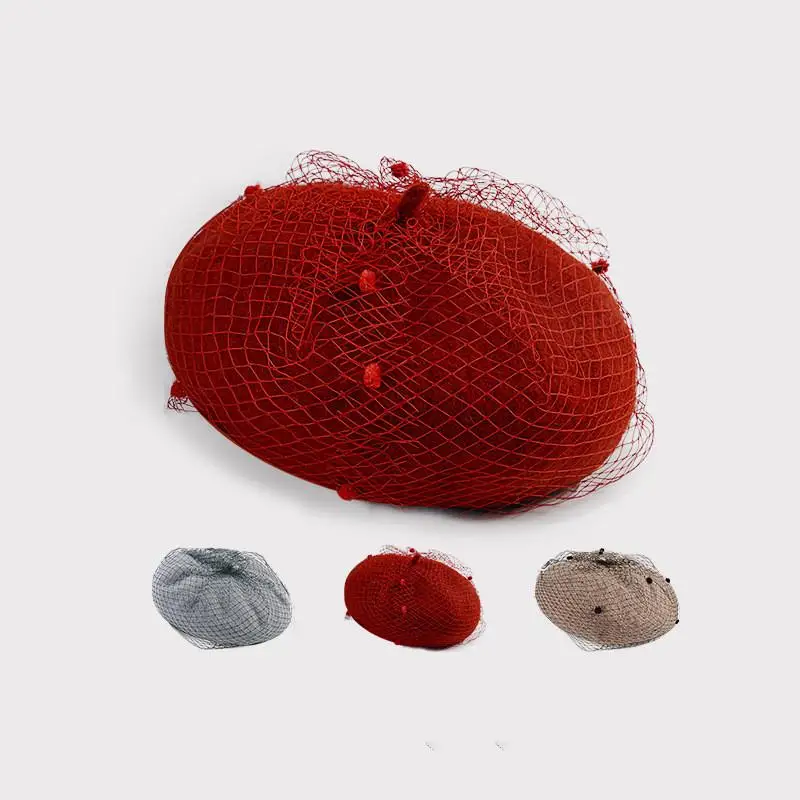 

2021 Autumn winter Polyester Solid Color lace adjustable beret hats for Women and girl Painter hat Beanie cap 36