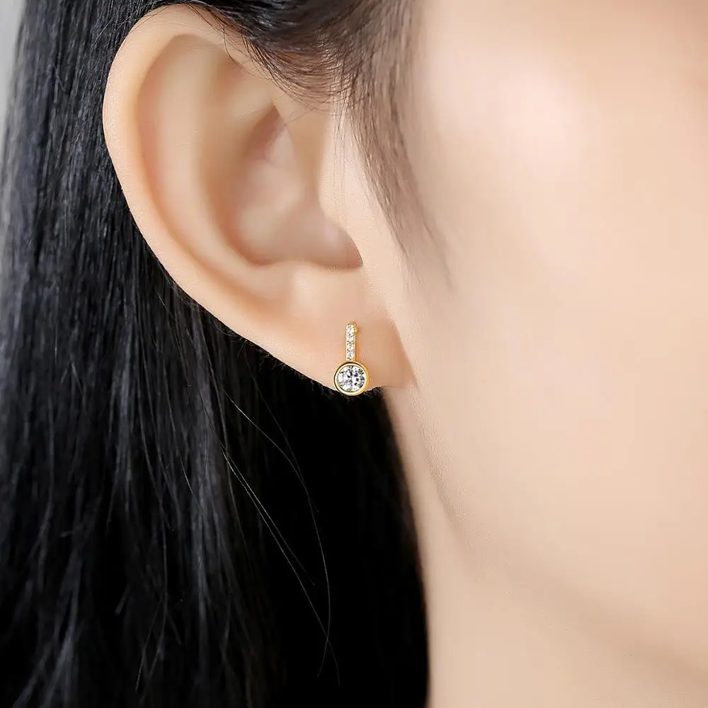 New Simple Fashion 925 Earrings Sterling Silver Women's Round AAA Zirconia Stud Female Jewelry Wedding Gifts | Украшения и