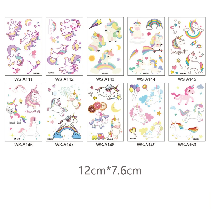 Мультяшная Татуировка единорога для детей милые поддельные татуировки