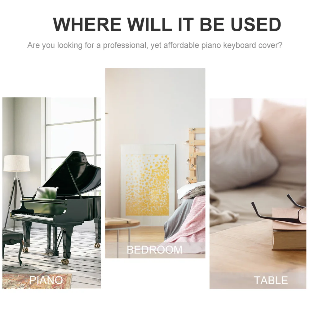 

Piano Keyboard Cover Microfiber Washable 88 Keys Digital Piano Dust Cover