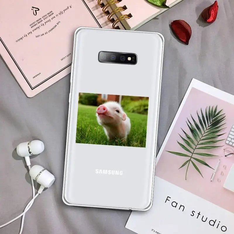 

Cute Little Pink Pet Pig Phone Case Transparent For Samsung Galaxy A71 A21s S8 S9 S10 plus note 20 ultra
