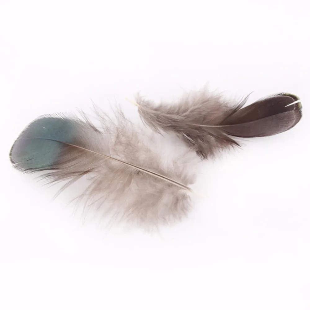 Натуральные зеленые амешные бронзовые переливающиеся перья для поделок 5 8 см