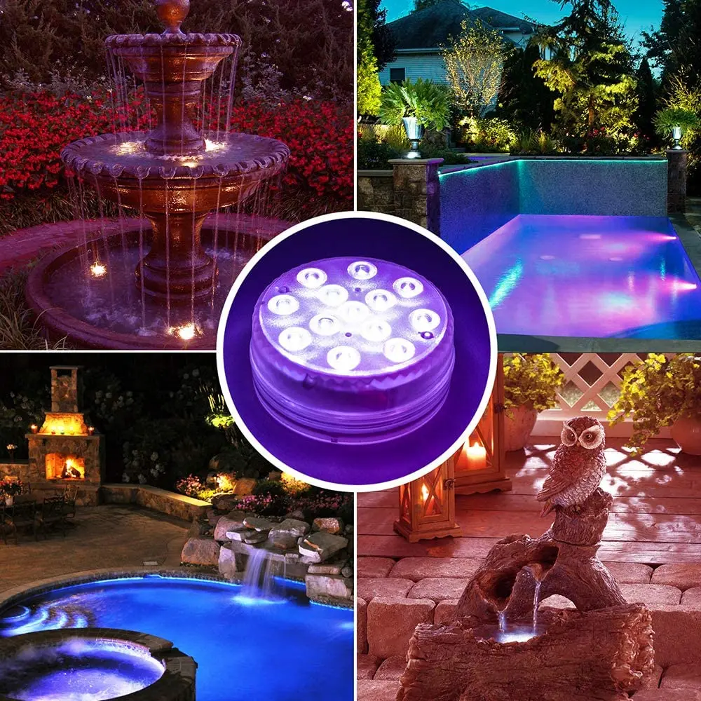 

Neon Led Light 13LED Diving Light with Magnet Suction Cup Fish Tank 16 Color Swimming Pool Underwater Wireless RF Remote Control