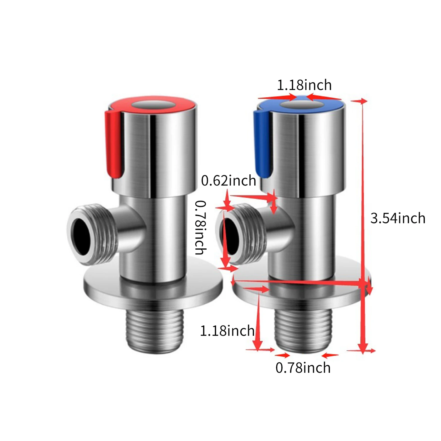 G1/2 треугольный клапан из нержавеющей стали для горячей и холодной воды раковины