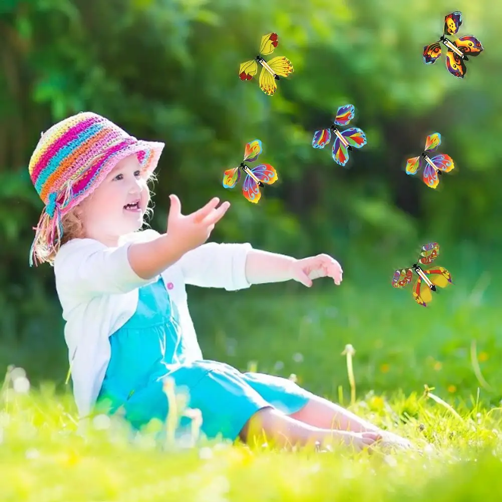 10 Pcs Magic Flying Butterfly Cute High-quality In The Book Fairy Rubber Band Powered Wind Up Toy For Children | Игрушки и хобби