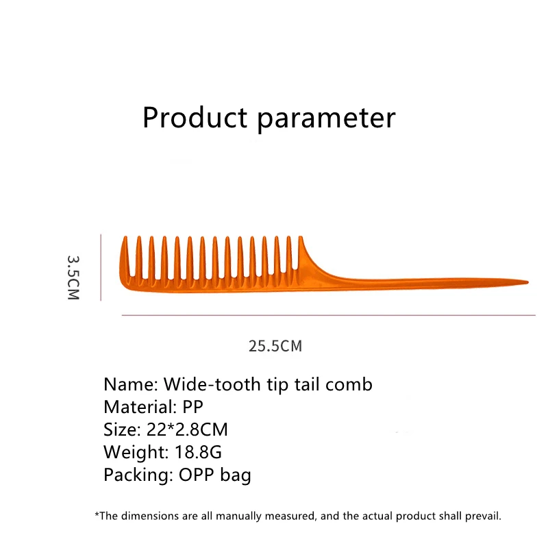 

1pc Tip-tail Hair Comb Thicken Wide-tooth Pointed Tail Comb Hair Salon Photo Studio Dry Wet Tangled Hairdressing Hairbrush Y0720