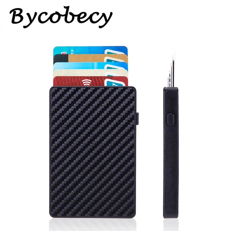 

Чехол Bycobecy для мужчин, из углеродного волокна, тонкий, с RFID-защитой, с отделением для визиток и кредитных карт, 2021