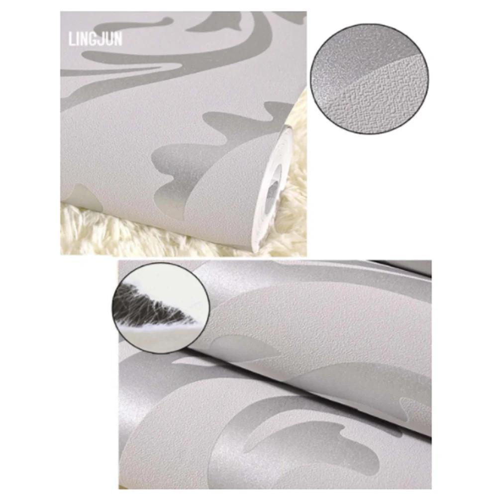 

Modern Minimalist Non-woven Water Plant Pattern 3D Flocking Embossed 1000x53cm Wallpaper Roll Living Room Bedroom Wall Stickers