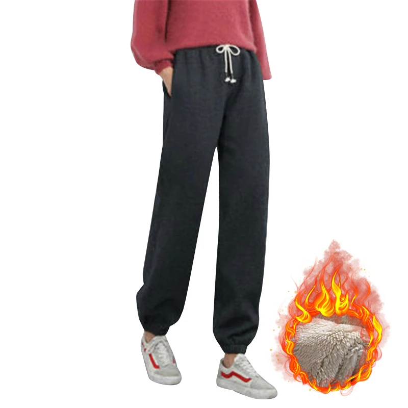 

Winter Cashmere Harem Warm Pants Women's Velvet Thick Lambskin Sweatpant Pants for Women Loose Winter Pants Women Trousers Warm