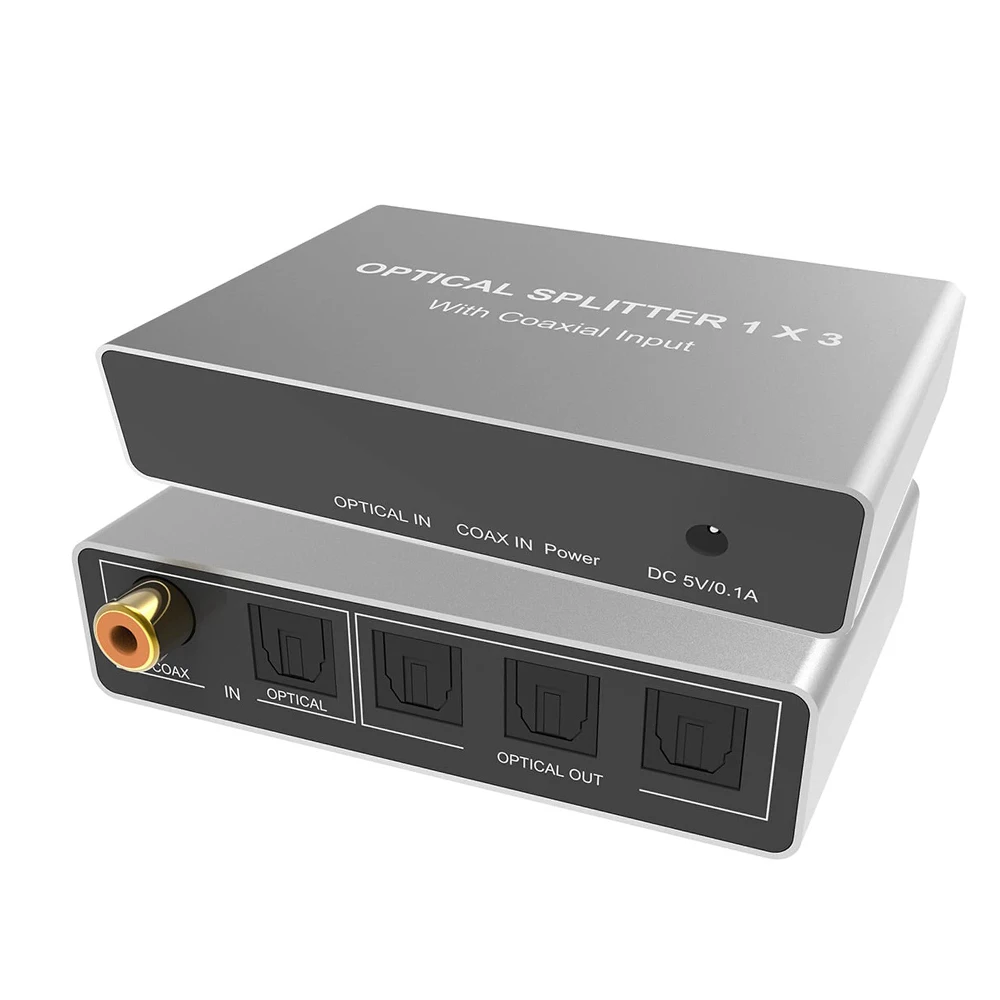 

Digital audio splitter converter coaxial toslink 3-way Digital Optical Audio splitter 1X3 Digital coaixal to toslink audio
