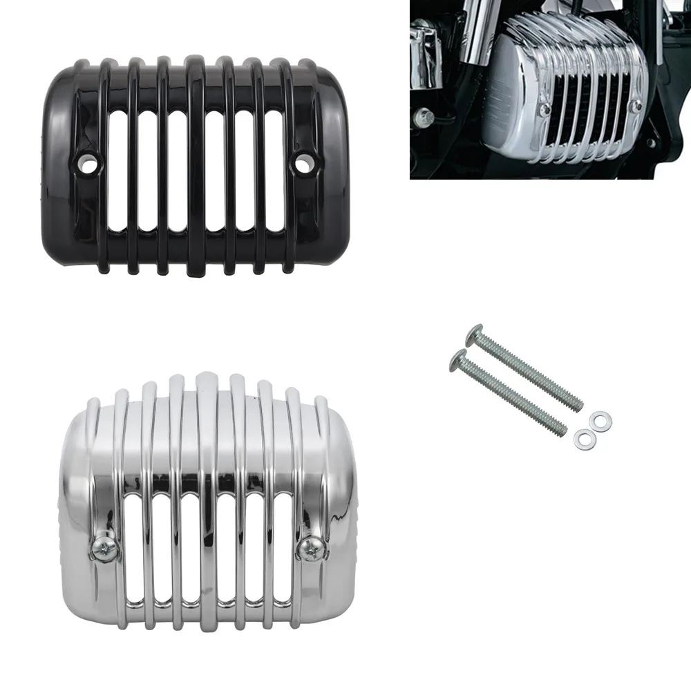 

Motorcycle Black/Chrome Voltage Regulator Cover Fairing For Harley Softail FatBoy Breakout FXS FXSB FLSTSB FXSTC FLSTC 2001-2007