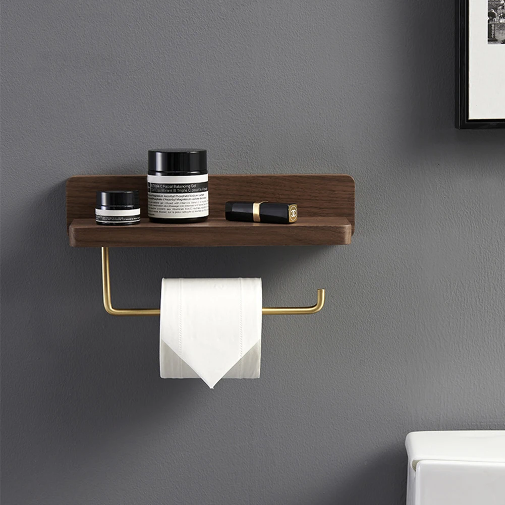 

Solid Wood Retro Accessories With Shelf Toilet Paper Holder Home Decor Hotel Hanger Bathroom Wall Mounted Kitchen Hardware