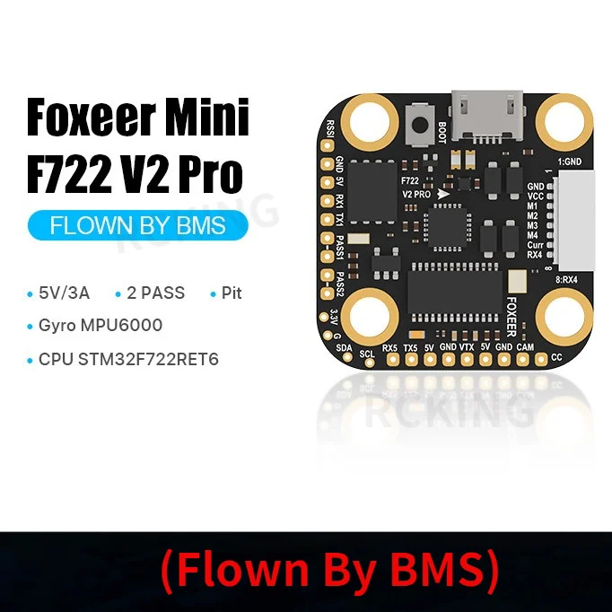 Полетный контроллер Foxeer Mini F722 V2 Pro (для плавания по BMS) для FPV гоночных беспилотных