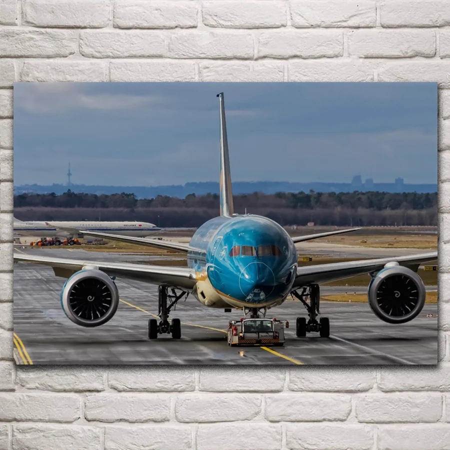 

boeing 787 dreamliner passenger airliner aircraft on runway fabric posters on the wall picture home living room decoration KN293