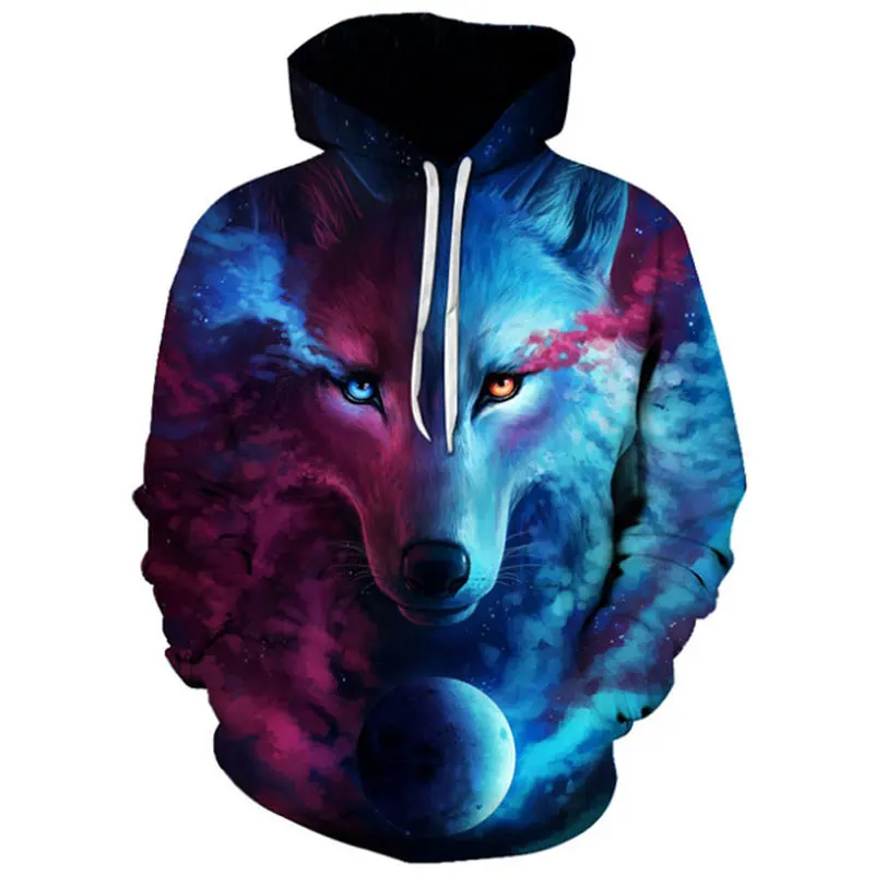 

Where Light And Dark Meet Wolf 3D Hoodies Sweatshirts Men Hoodie Casual Tracksuits Fashion Brand Hoodie Coats