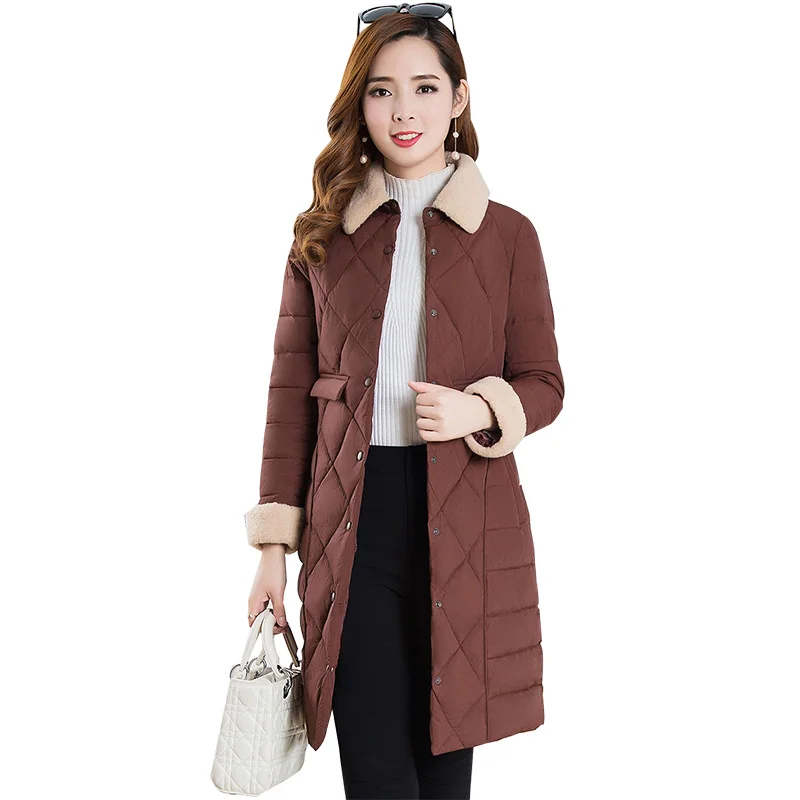 

Down cotton padded jacket women's middle and long style 2020 winter new Korean version loose mother's fashionable thin cotton