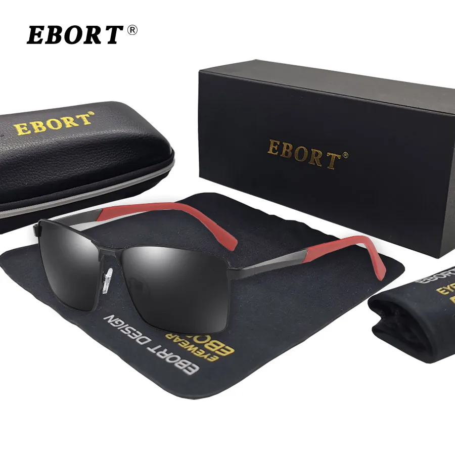 Мужские квадратные поляризационные солнцезащитные очки EBORT в спортивном стиле