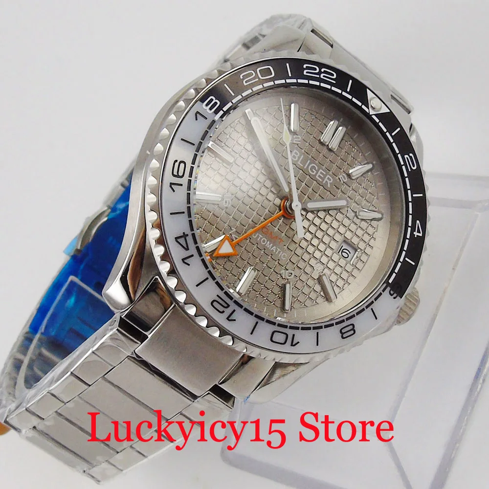 

Модные мужские наручные часы 41 мм с автоподзаводом, сапфировые очки, GMT, ручные мужские, Тал-браслет, керамический Безель