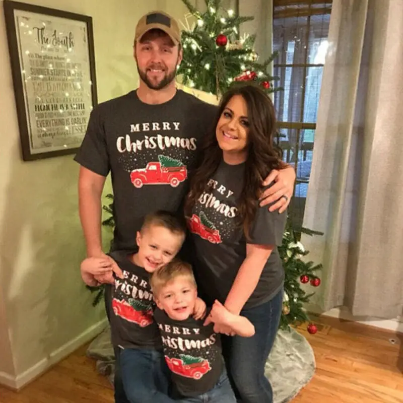 Рождественские Семейные комплекты с Сантой футболки для женщин мужчин и детей