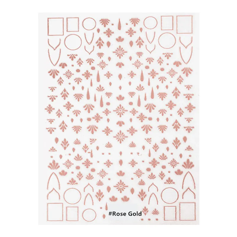 Rose Gold 1 лист 3D золото стемпинг для украшения ногтей наклейки Роза золотая металлическая линия квадратные наклейки 3D аксессуары для ногтей для белых ногтей украшения - Цвет: Rose Gold
