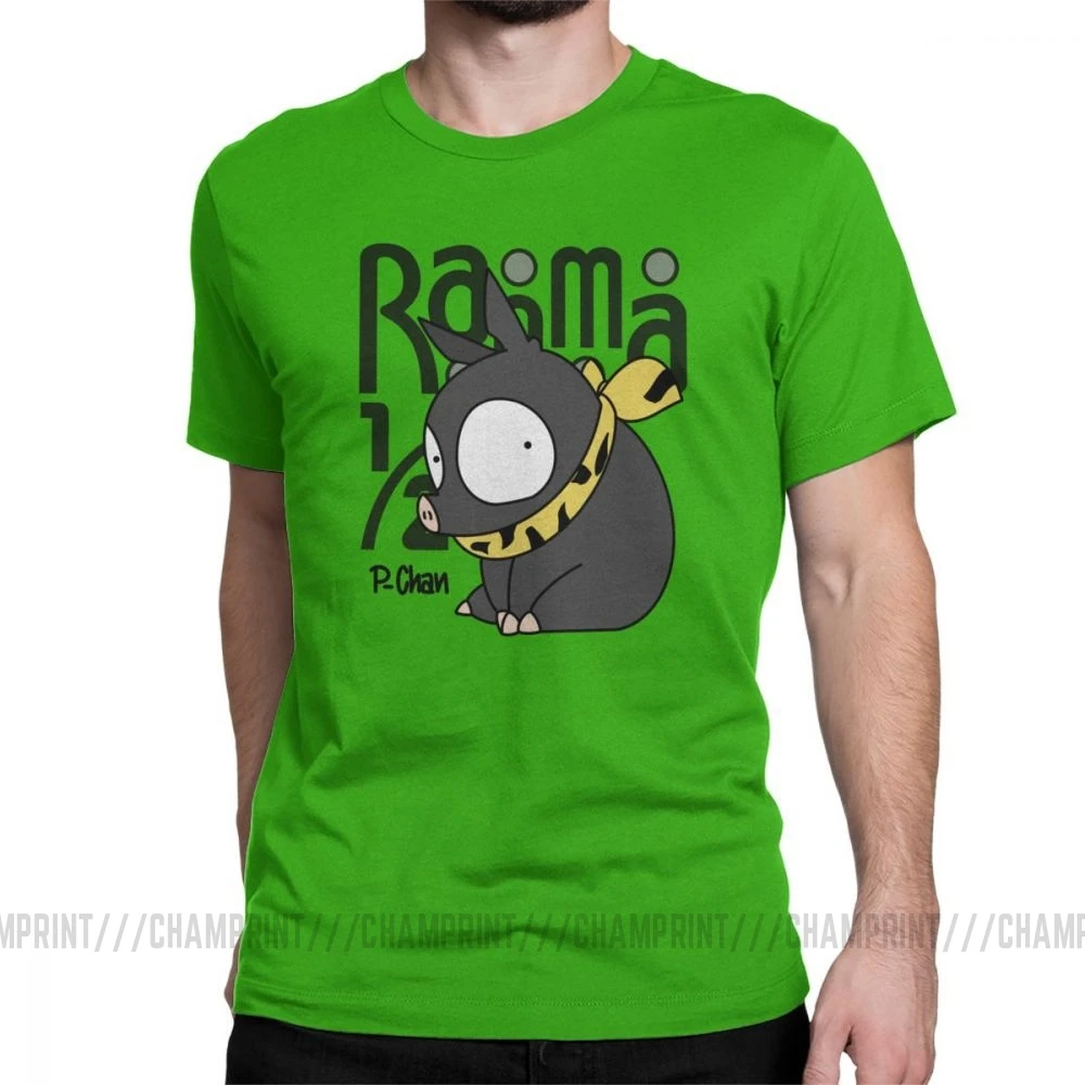 Men's P Chan Ranma 12 T Shirt Anime Akane P Chan Rumiko Martial Japanese Pig Cotton Short Sleeve Tees Birthday Present T-Shirt - Цвет: Зеленый