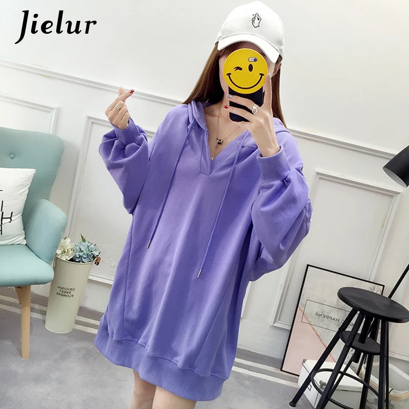 Женская толстовка с полосками Jielur в стиле пэчворк белая свободная V-образным