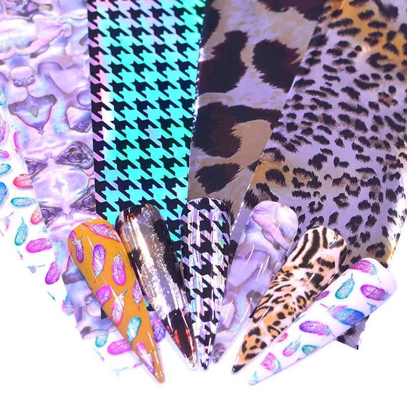 Фольга для ногтей FWC наклейки маникюра декоративные в виде цветов и листьев