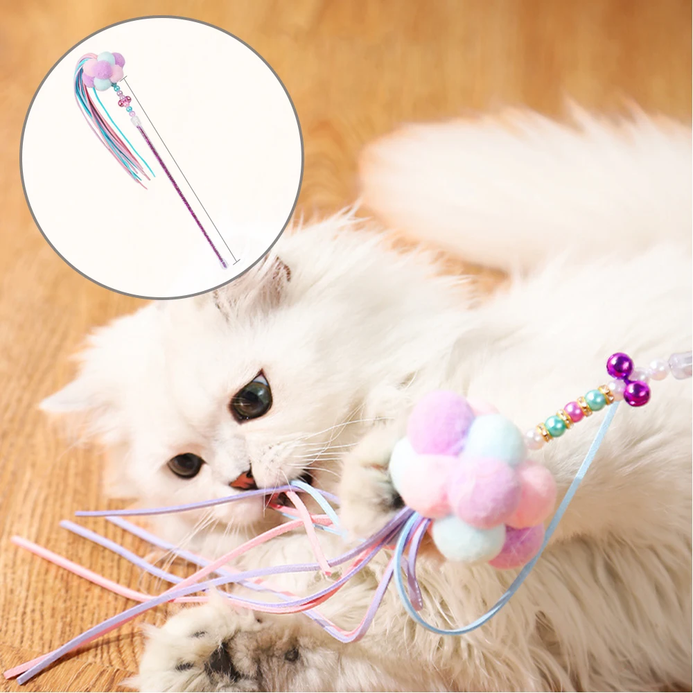 

Interactive Cat Toy Funny Feather Stick with Bell Stick Toy Mouse for Cat Kitten Playing Plush Teaser Wand Toy Cat Supplies