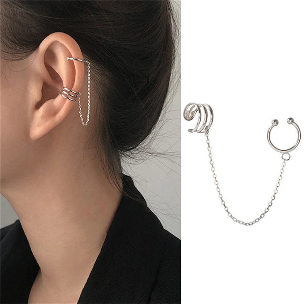 

1PC Chain Earrings for Women Personality Cool Ear Studs Ear Clip All-in-one Earring Gothic Fashion All-match Jewelry