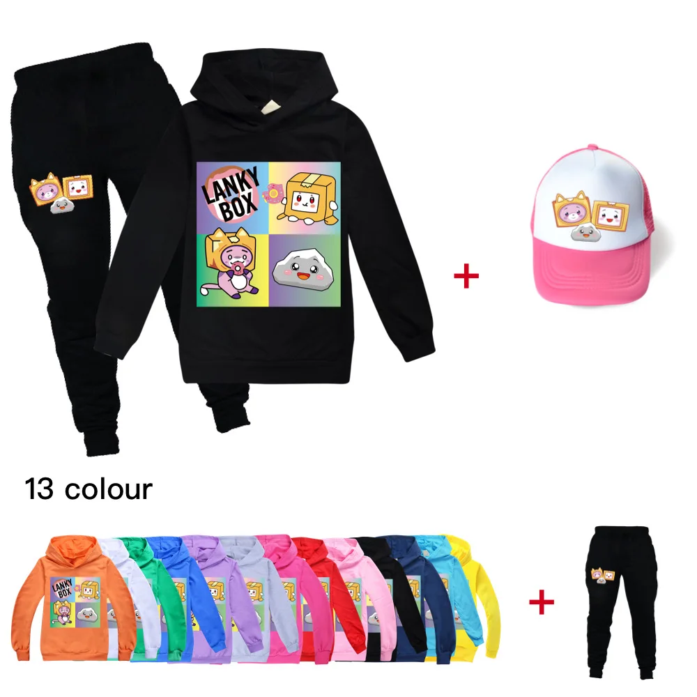 

Baby Clothing Sets Children 2-16 Years Birthday Suit Boys Tracksuits Kids Lankybox Sport Suits Hoodies Top+Pants +Hat 3pcs Set