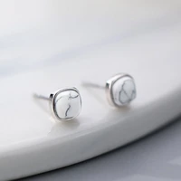 925 sterling silver marble for women 2021 sterling stud earrings women cute earing luxury personalized accessories jewellery