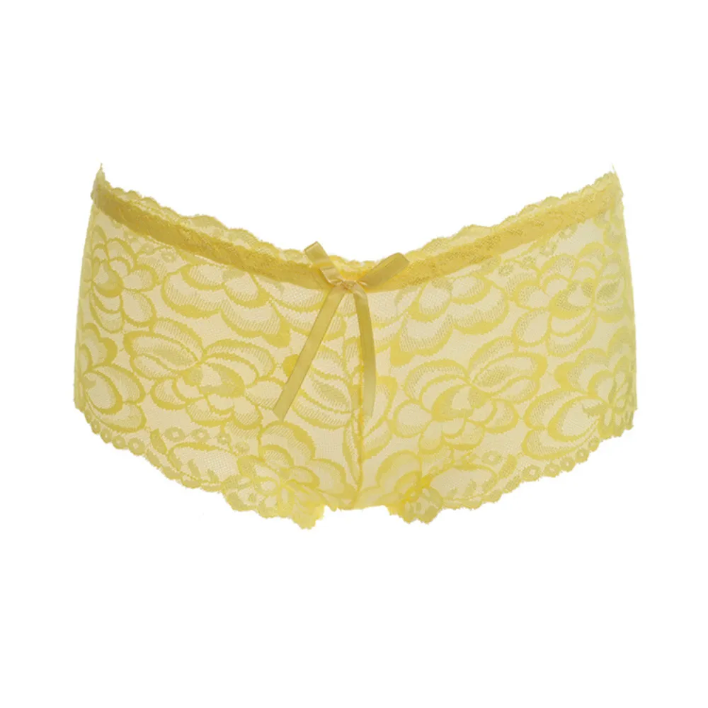 Женские кружевные трусики с открытой промежностью сетчатые вышивкой короткое
