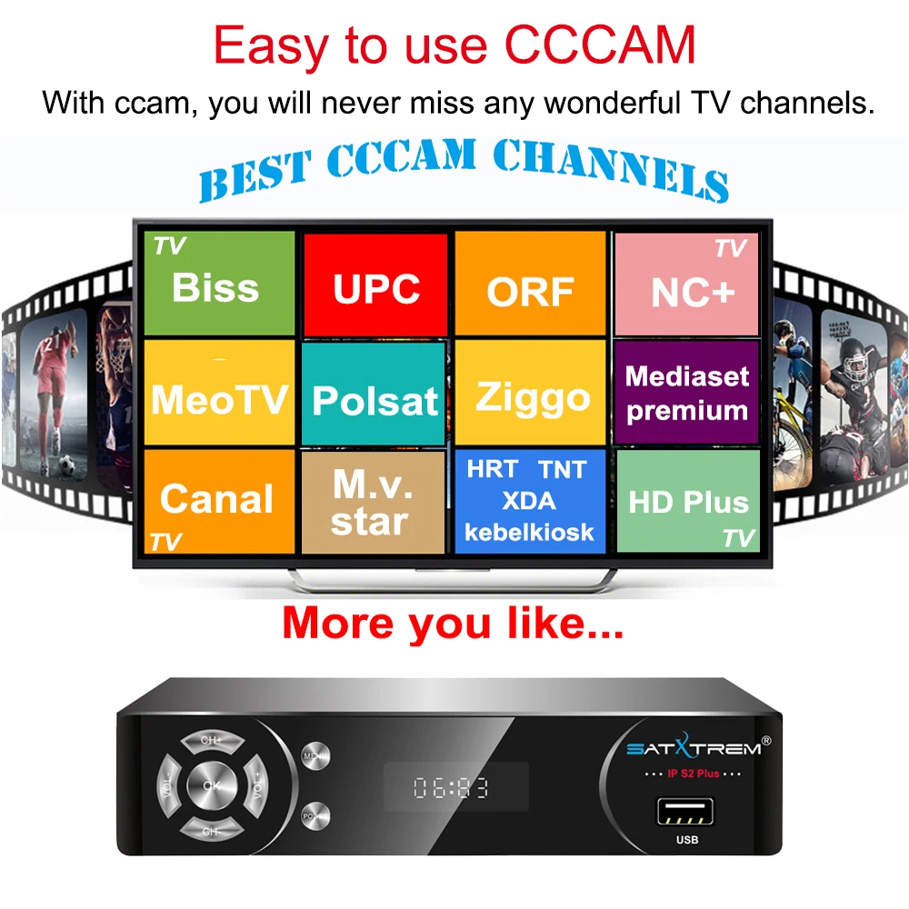 Satxtrem IPS2 плюс спутниковый ресивер DVB-S DVB-S2 цифровой рецептор поддержка Ccam Испания m3u каналы Россия меню AC3 ТВ-тюнер