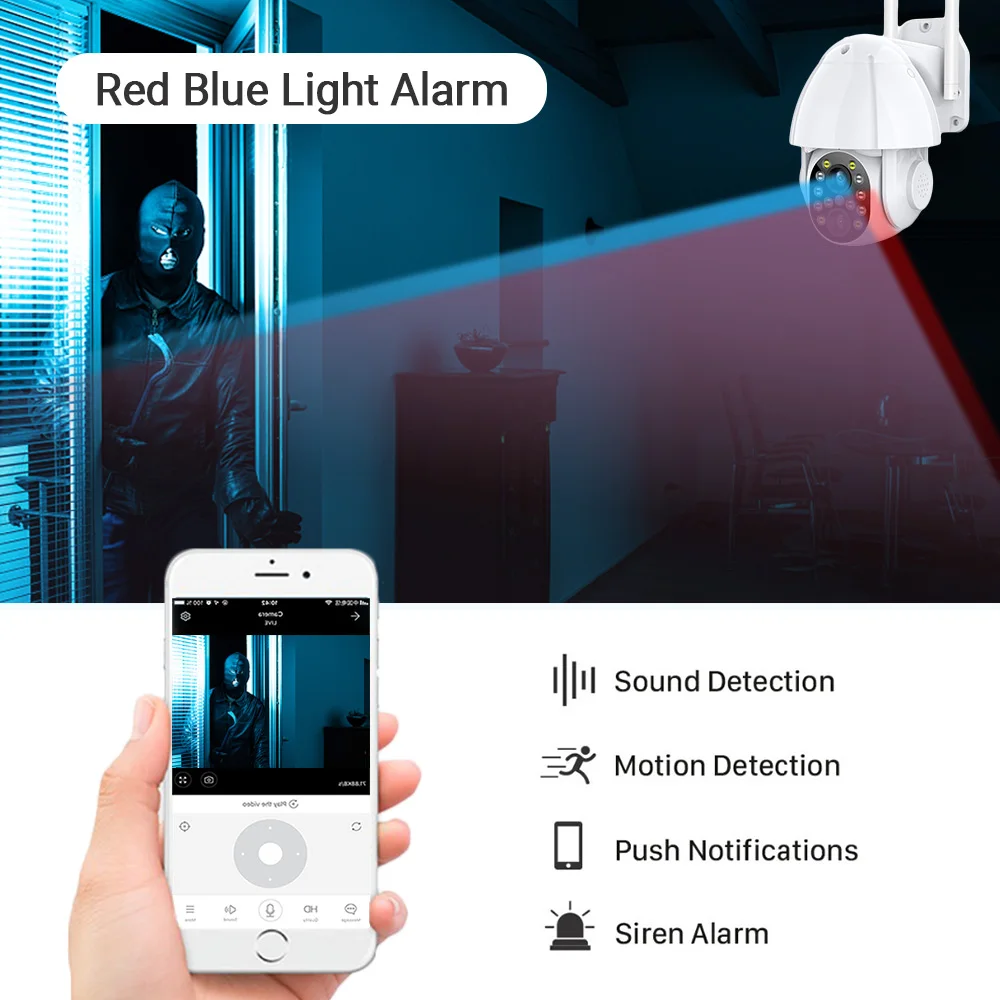 HD 1080P PTZ Wifi Camera Dual-Lens Auto Tracking 4X Digital Zoom Waterproof Outdoor Two-Way Audio Motion Detection YCC365 |