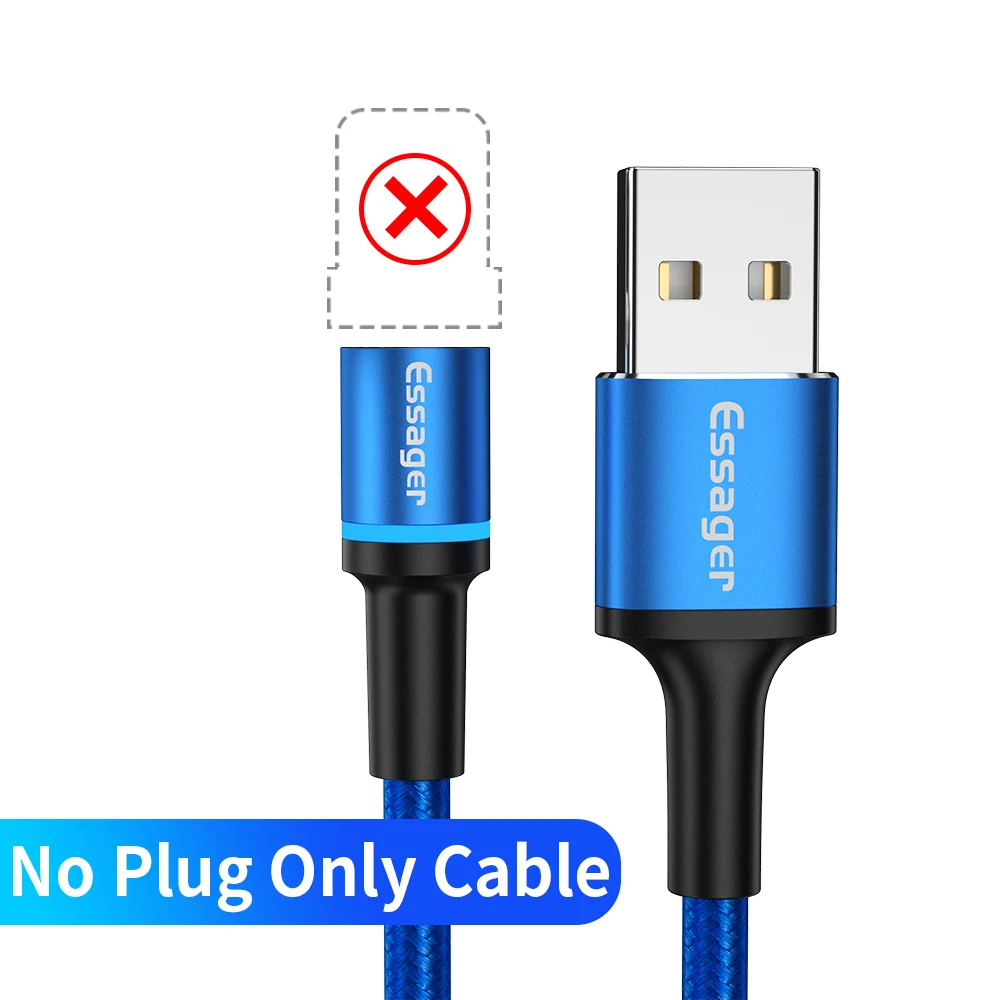 No Plug Only Cable1 Магнитный Micro USB кабель Essager для iPhone samsung Android кабель быстрой зарядки usb type C 3 м кабель type-C Магнитный адаптер зарядного устройства - Цвет: No Plug Only Cable1