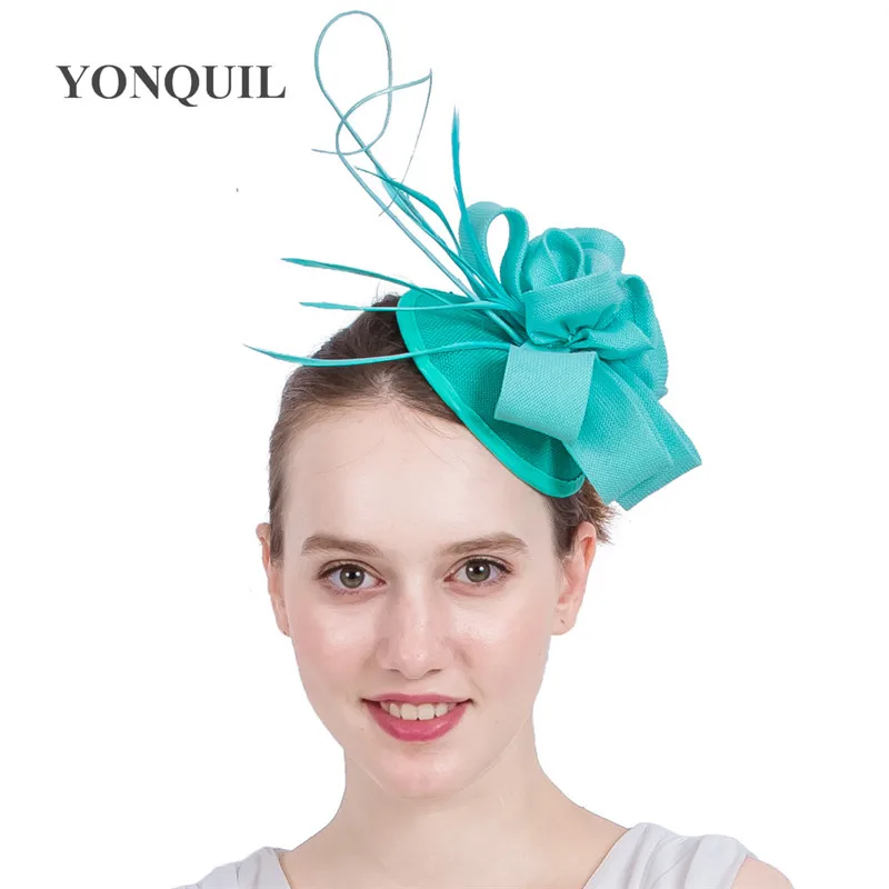 Очаровательные свадебные головные уборы с перьями для женщин имитация Sinamay