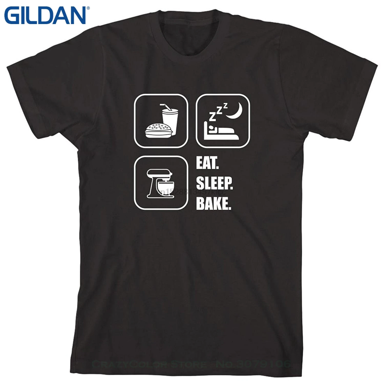 

100% Cotton T Shirts Brand Clothing Tops Tees Eat Sleep Bake Men Shirt