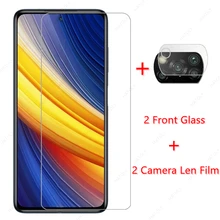 2PCS Glass for Xiaomi Poco X3 Pro Tempered Glass for Xiaomi Poco X3 GT M3 Pro 5G NFC F3 F2 Screen Protector Film Camera Len Film