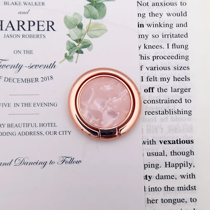 Universal Phone Marble Finger Ring Holder 360 Degree Stand for Samsung Xiaomi iPhone X 7 6 5 5S plus Smartphone Plain Bague - Цвет: Розовый