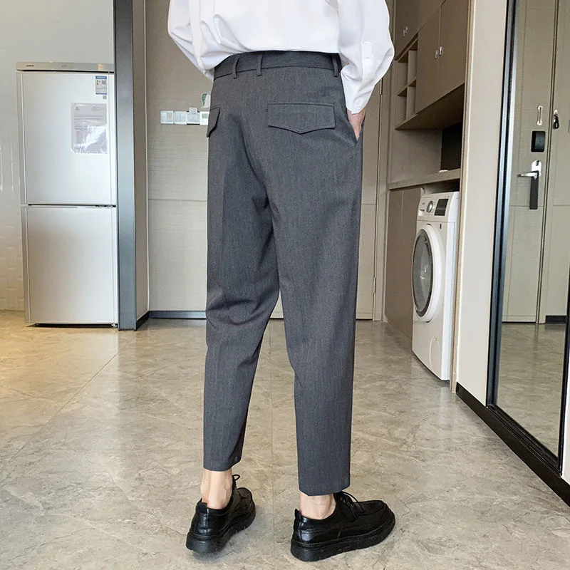 

Men's New Work Coveralls Slim Pants Small Trousers Casual Formal Elastic Drape Feeling High Quality Thickened Fashion Best