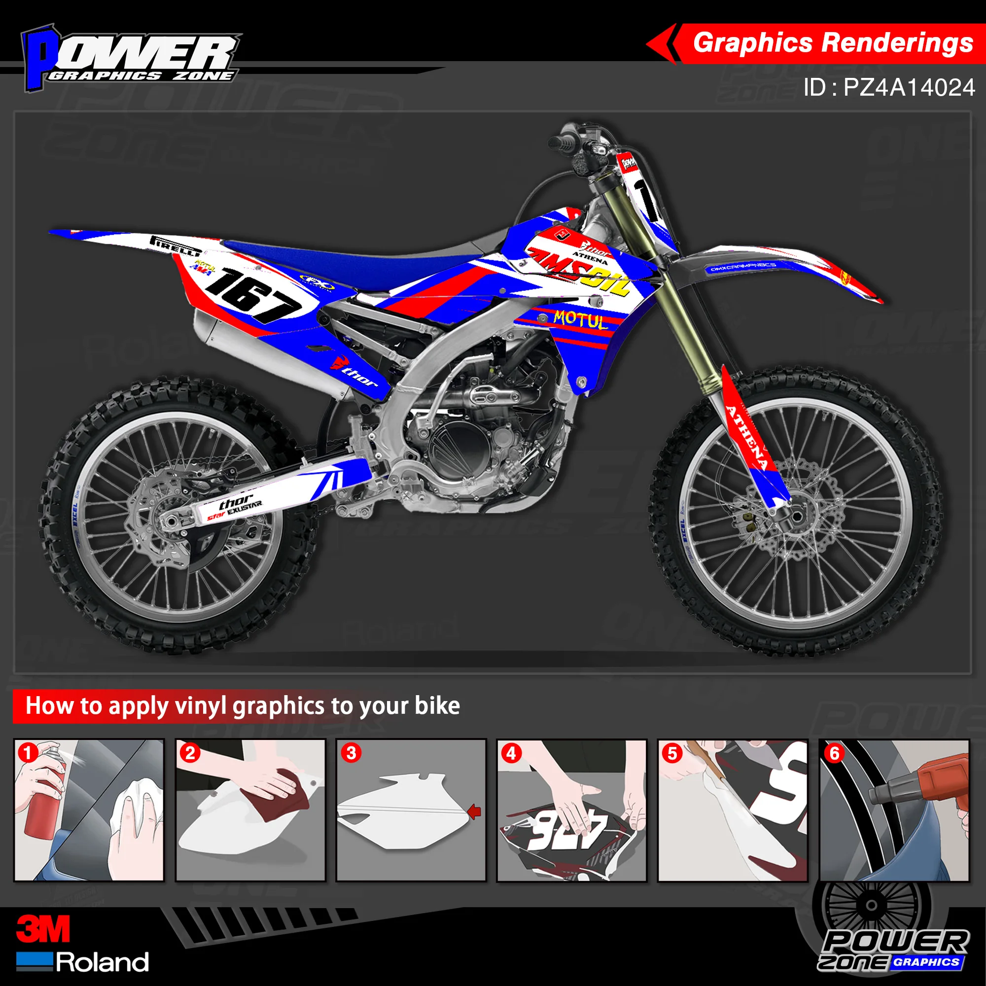 PowerZone пользовательские команды графики фоны наклейки 3 М Набор для YAMAHA 14-18 YZ250F 15-18