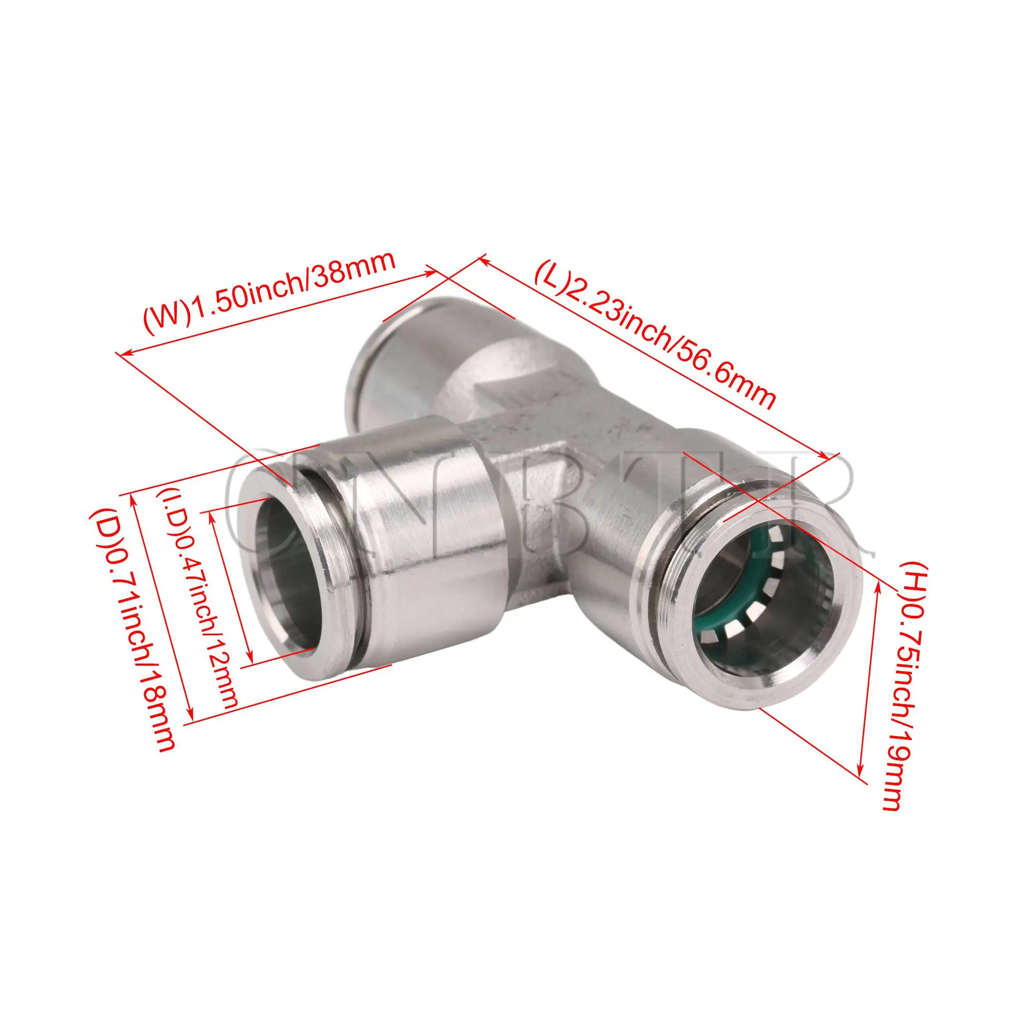 

CNBTR Stainless Steel Pneumatic Tube Connector Air Push 3 Ways Silver PE-12