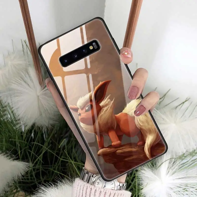 06 Чехол из закаленного стекла с рисунком eevee для samsung Galaxy S10 S10e S9 S8 Note9 Note 10 Plus 5G A50 A30 края из ТПУ - Цвет: 06