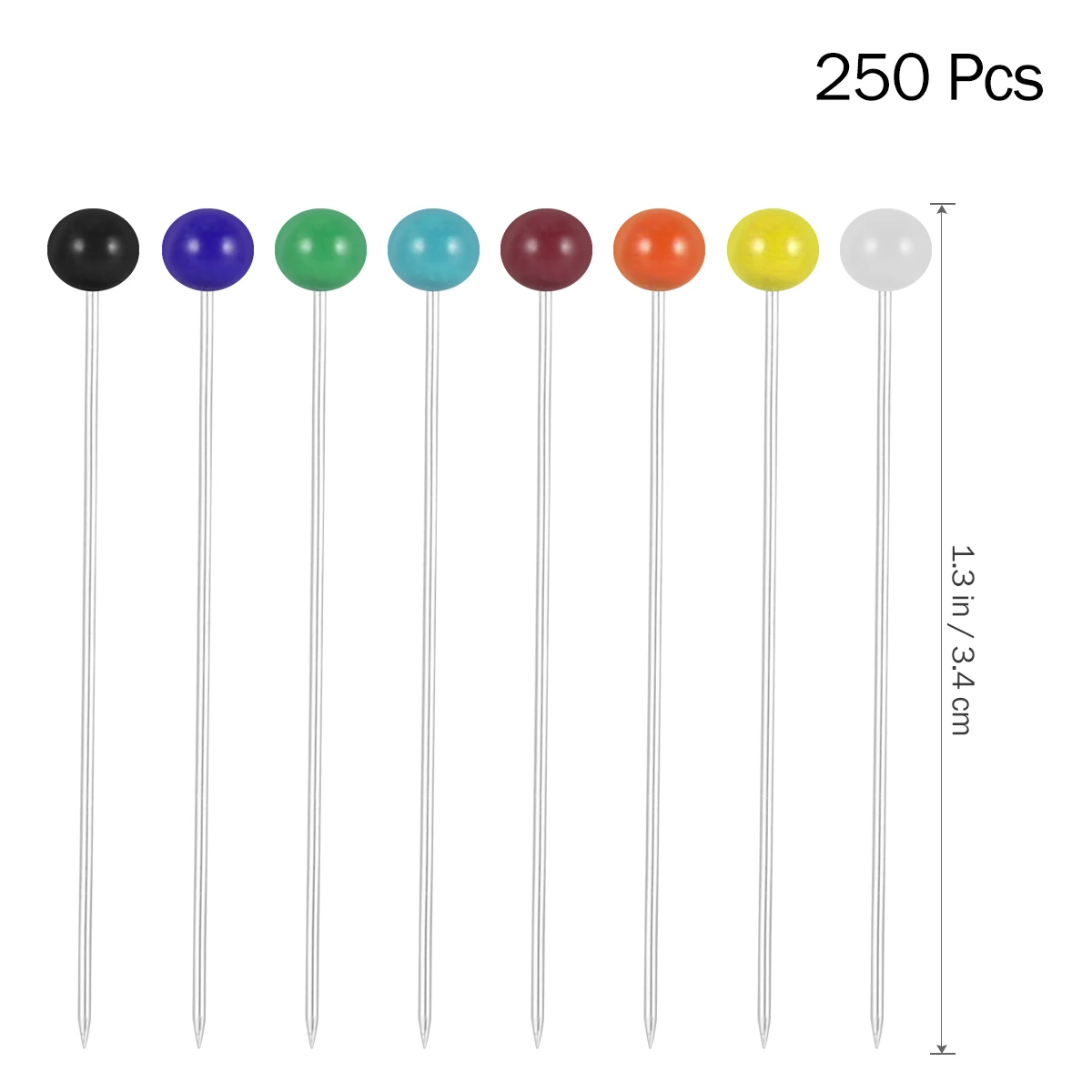 

OUNONA 250pcs Glass Head Multicolor Sewing Pin for DIY Sewing Crafts 4mm Head and 34mm Pin Home DIY Weaving Tool Accessories