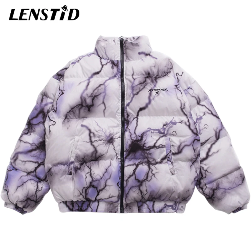 LENSTID 2019 хип хоп с принтом молнии уличная одежда мужская теплая куртка парка