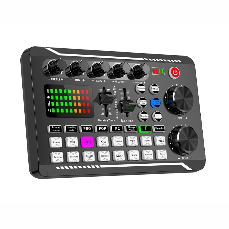

KX4A Mixing Console Amplifier F998 Sound Card 3.5mm Microphone Sound Mixer Sound Card For Phone PC