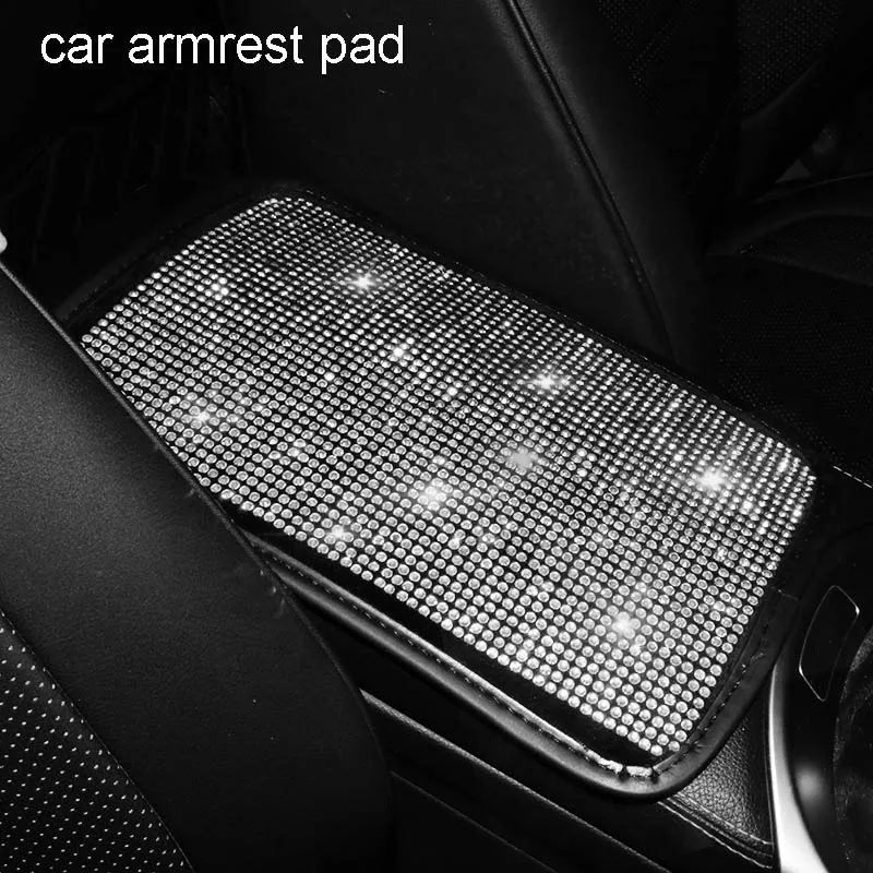 1pcs Armrest pad Модный горный хрусталь кристалл подголовник автомобиля шеи подушки Алмазная Накладка для ремня безопасности автомобиля Подушка поддержка талии авто аксессуары для интерьера набор - Цвет: 1pcs Armrest pad