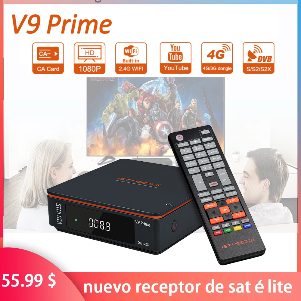 

GTMEDIA V9 Prime 1. Поддержка DVB-S/S2/S2X, VCM/ACM/multi-stream/T2-MI, HEVC main 10 profile, AVS +