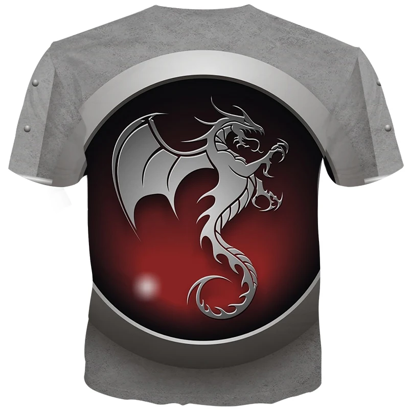 

Youthup 2021 New Oversize Fire Dragon Pattern 3D Printing Personalized Dragon T-shirt Casual Versatile Men's Round Neck Tshirt