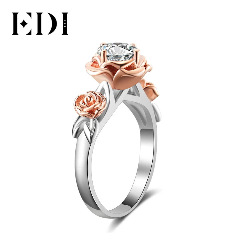 Женское кольцо из розового и белого золота 14 к 585 пробы с бриллиантом 1 карат |